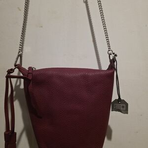 NWT All Saints Womens Leather Crossbody Bag - Wine/Burgundy